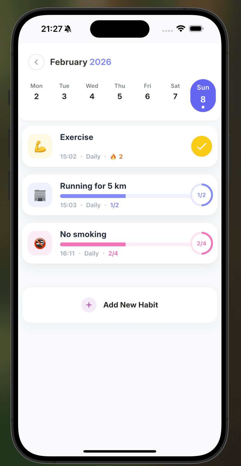 Habits Screen for Progress